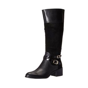 Franco Sarto Black Riding Boots w/Double Buckles 6